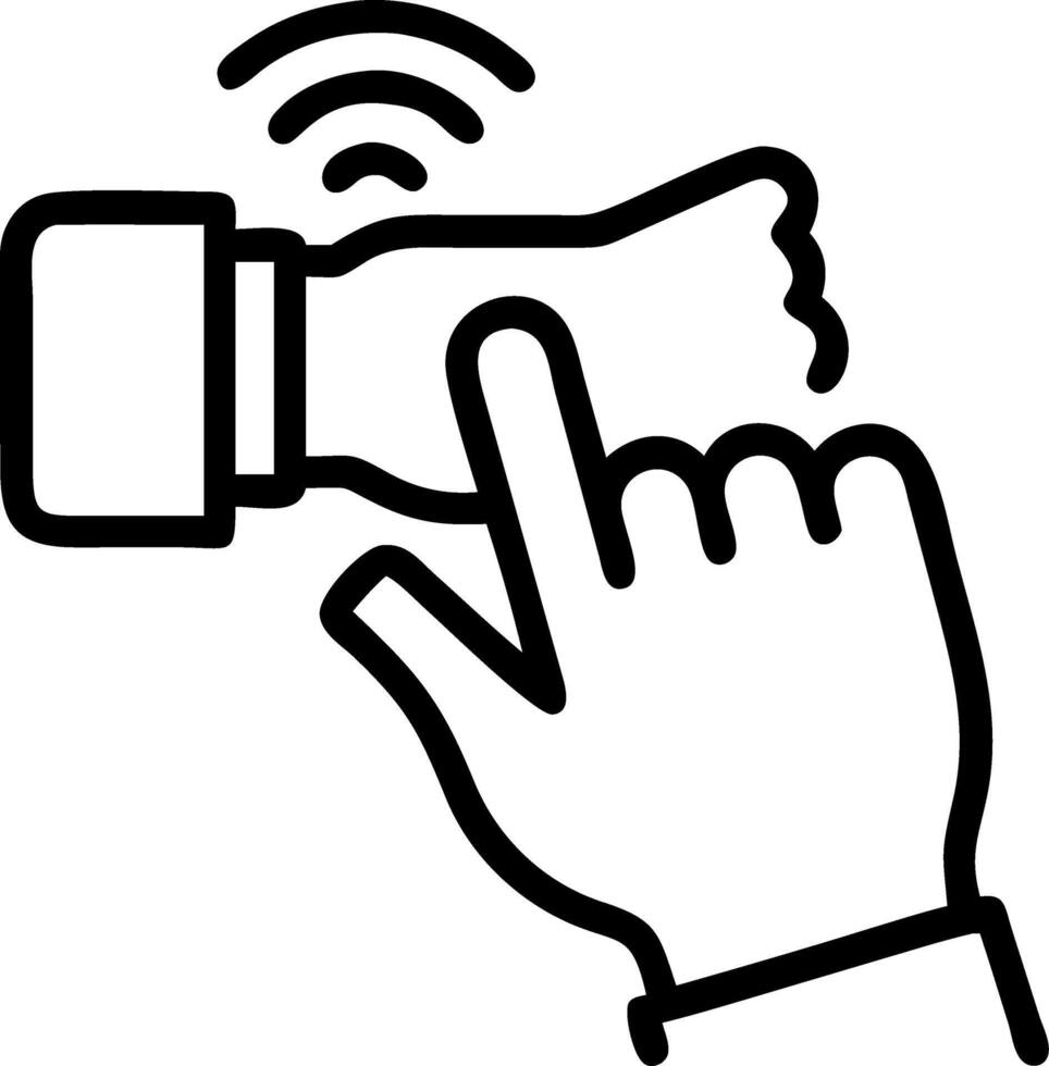 Macro of Hand Tapping on Smartwatch During Meeting vector