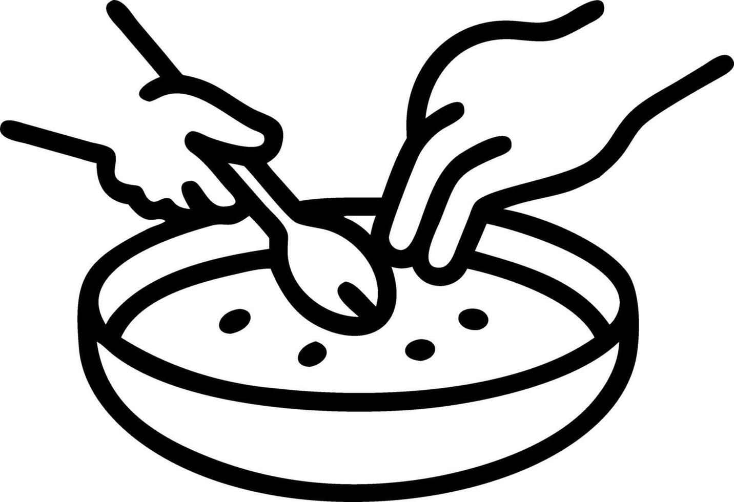 Macro of Family Spreading Sauce on Pizza vector