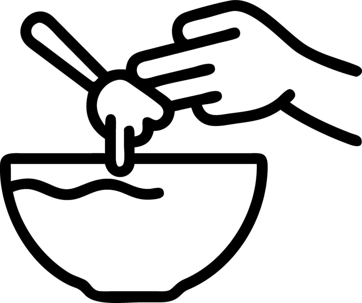 Macro of Child Hands Holding a Spoonful of Batter vector