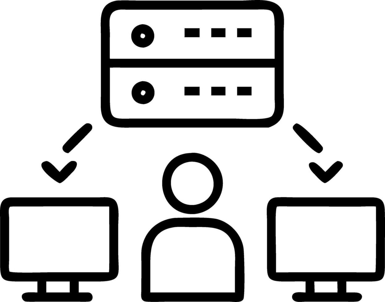 IT specialist monitoring AI systems in server room vector