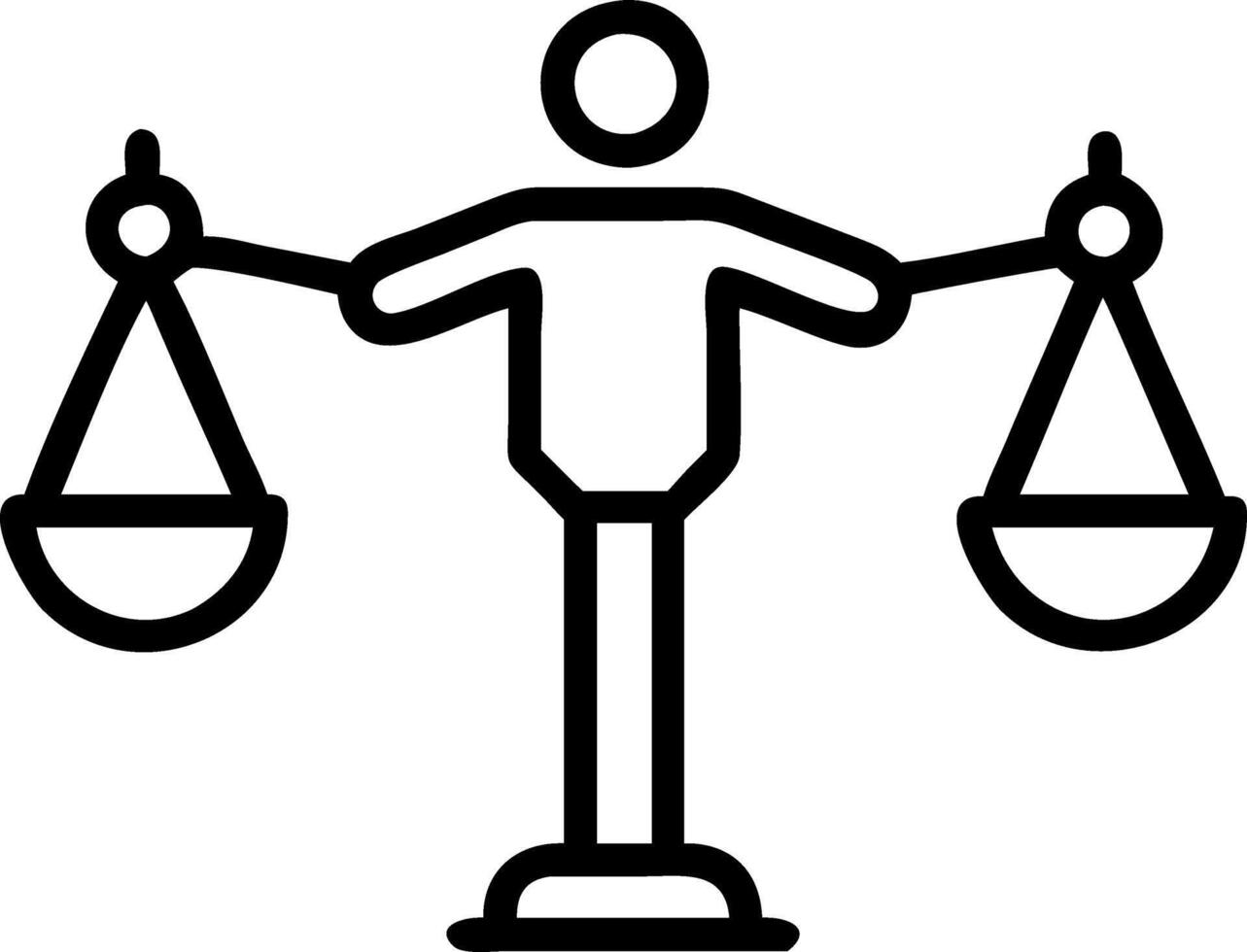 Human and robot balancing scales together vector