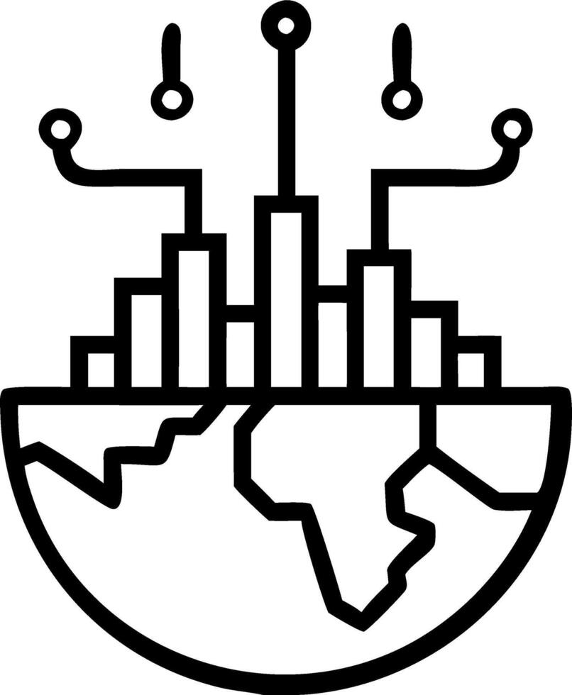 Glowing globe with cityscape inside and network lines over bokeh vector