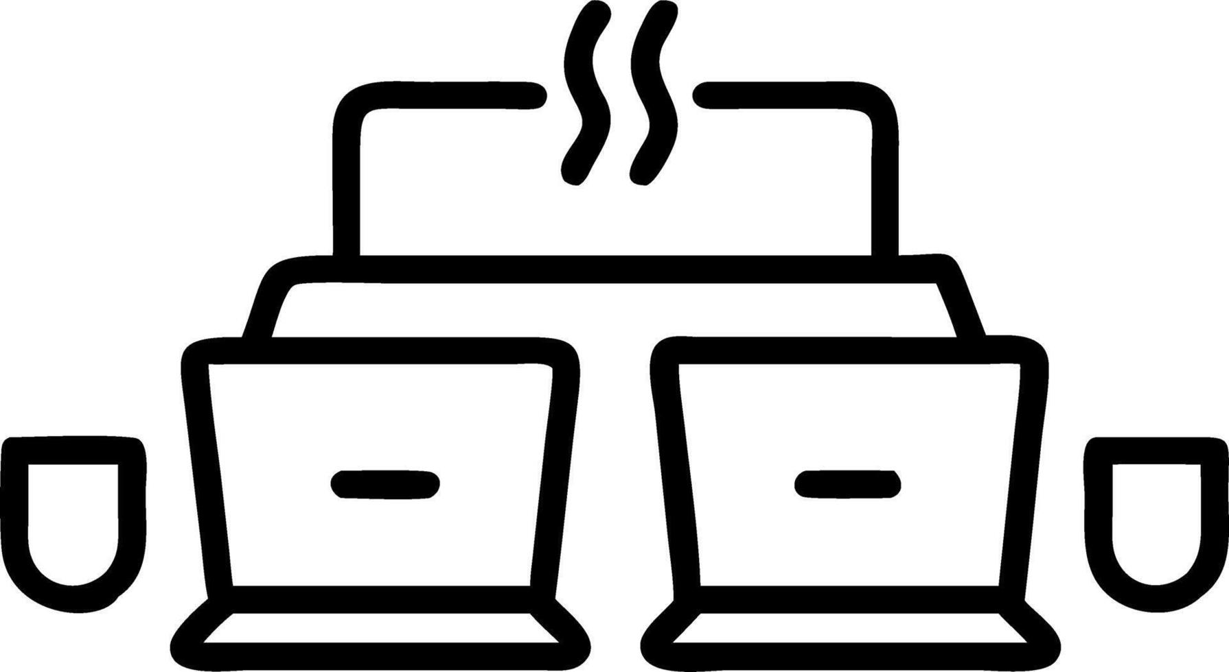 Glossy Meeting Space with Laptops and Coffee Cups vector