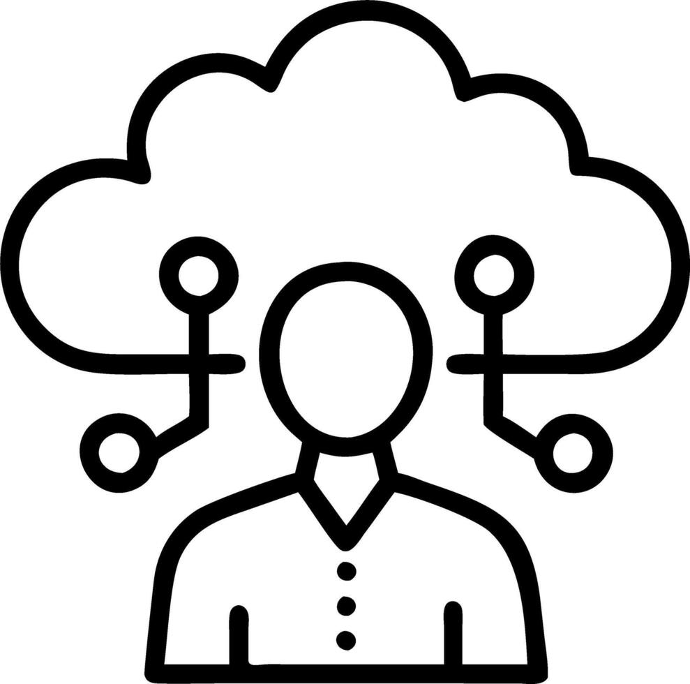 Glossy image of business leader analyzing cloud data on holographic display with copy space vector