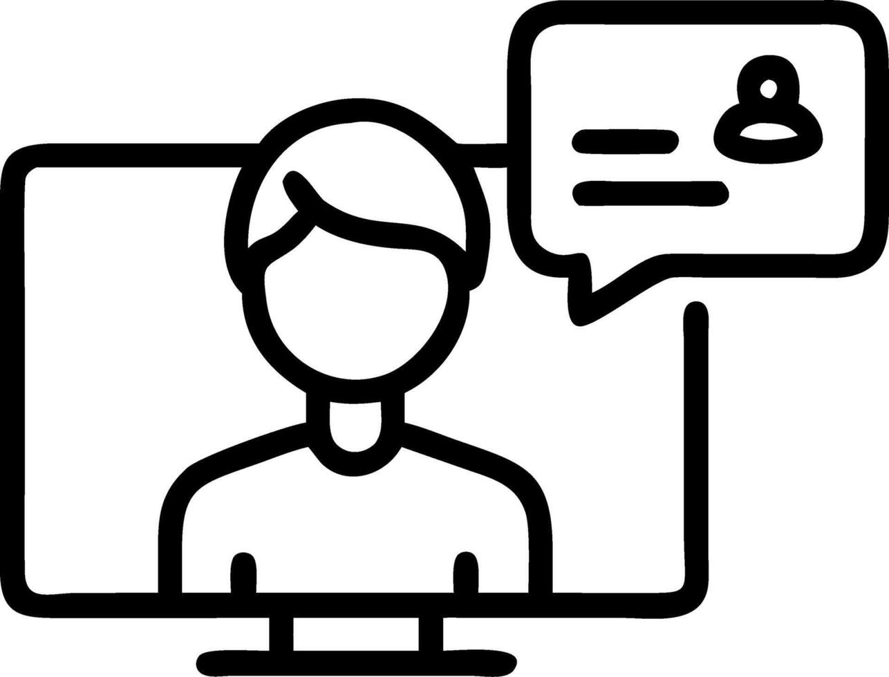 Glossy image of AI assistant appearing on customer support screen with copy space vector