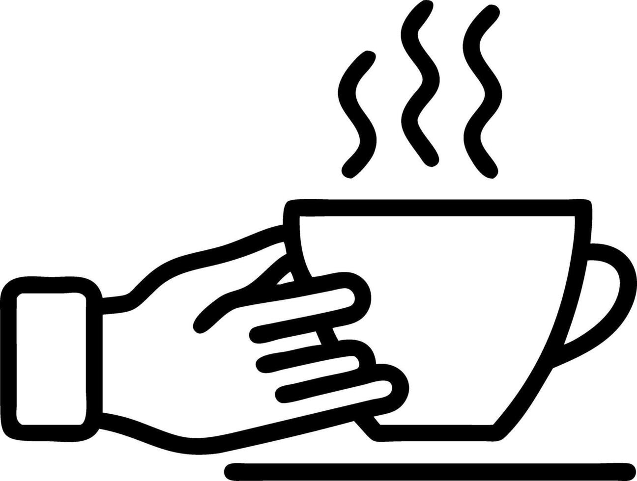 Glossy Background with Hand Reaching for Morning Coffee on a Desk vector