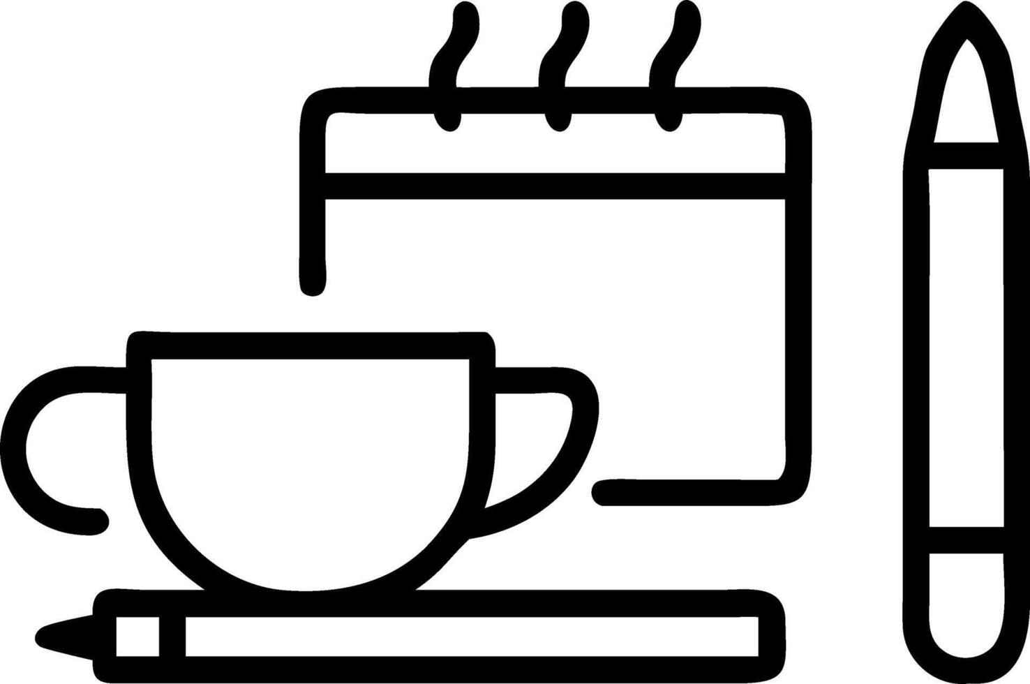 Glossy Background with Coffee Cup Pen and Planner in a Cafe vector
