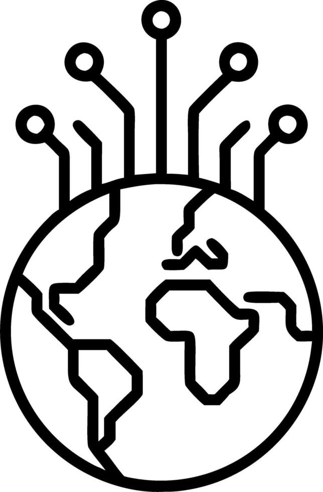 Globe made of digital circuits over cityscape with soft lighting vector