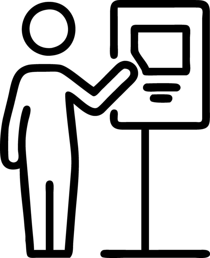 Employee interacting with AI powered virtual assistant at reception vector
