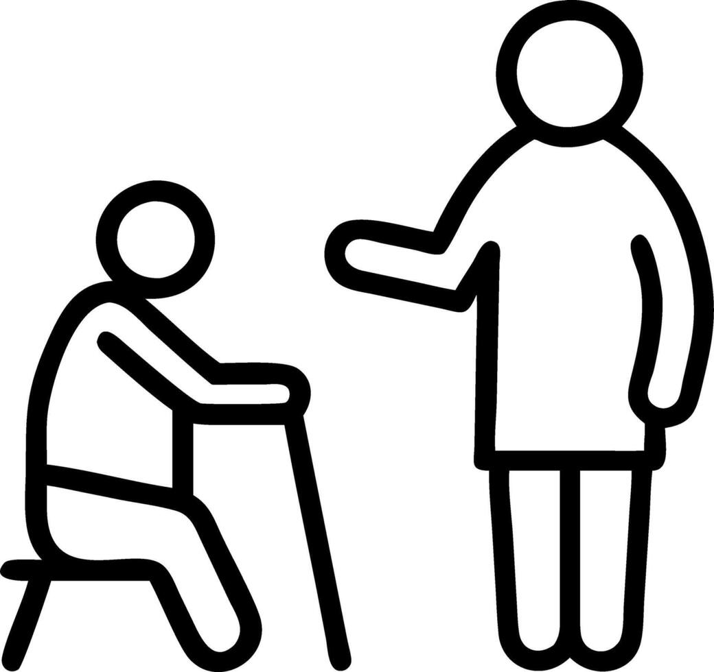 Elderly patient assisted by robotic caregiver at home vector