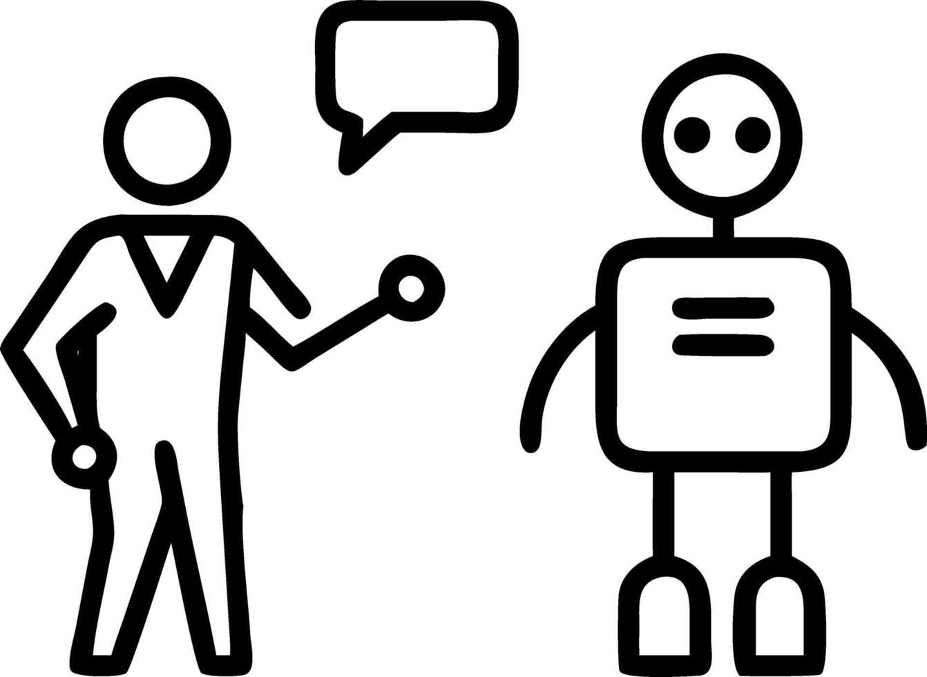 Doctor interacting naturally with robotic assistant in hospital hallway vector