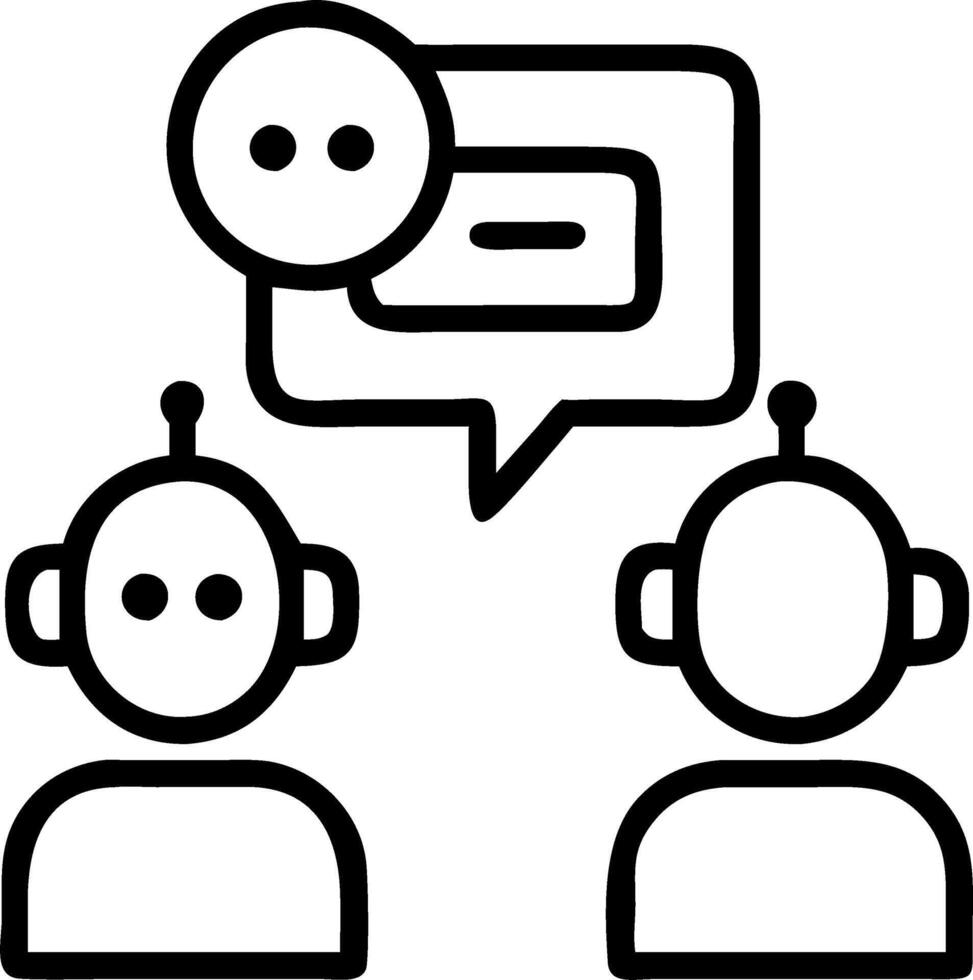 Customer service reps working with AI chatbots vector