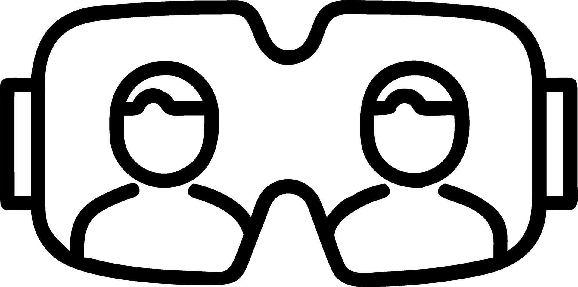 Close up of VR headset showing virtual meeting participants vector
