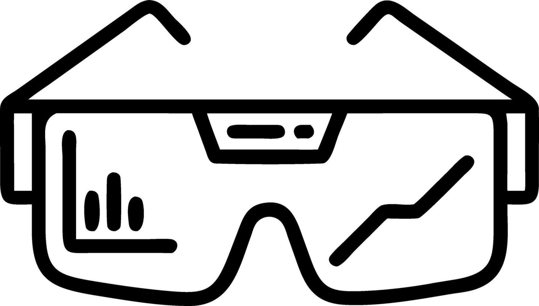 Close up of virtual reality glasses reflecting business charts vector