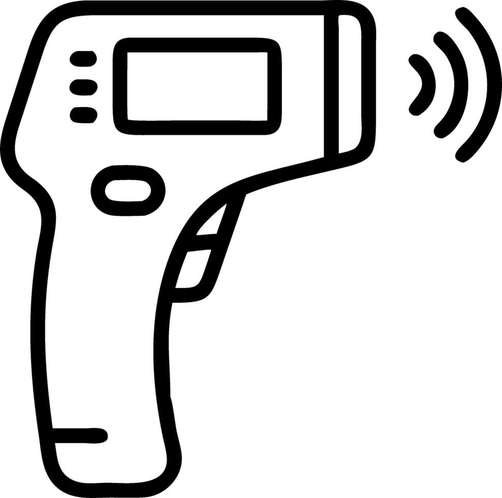 Close up of robotic thermometer measuring body temperature vector