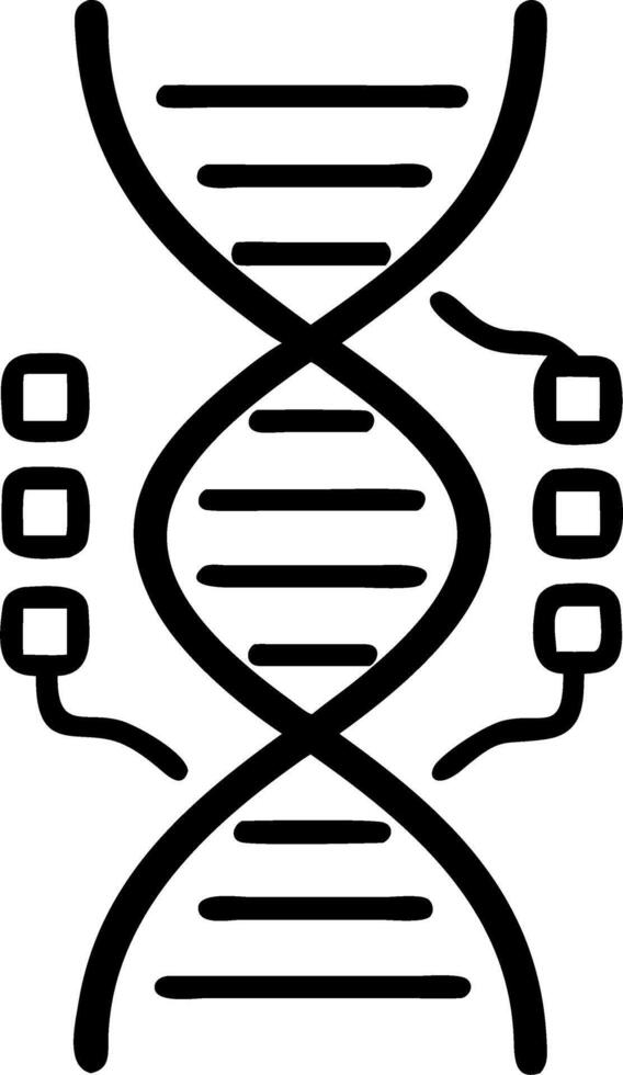 Close up of human DNA strand entwined with data streams vector