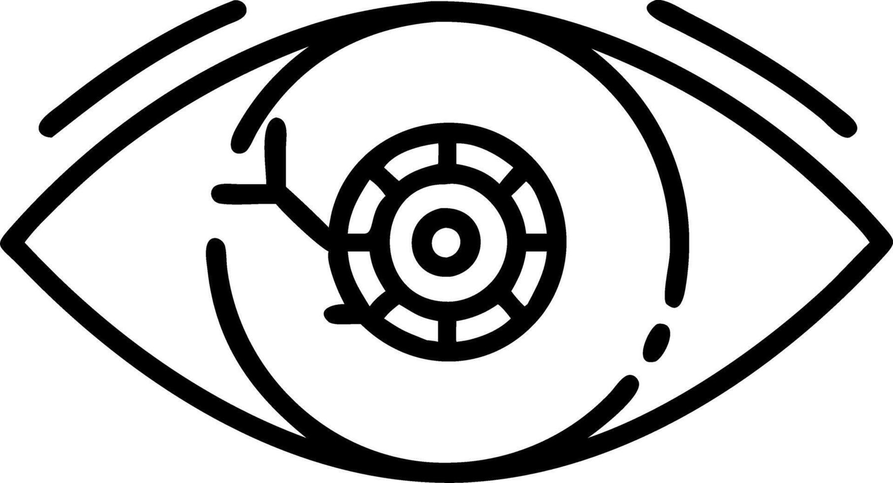 Close up of human eye with robotic lens implant vector