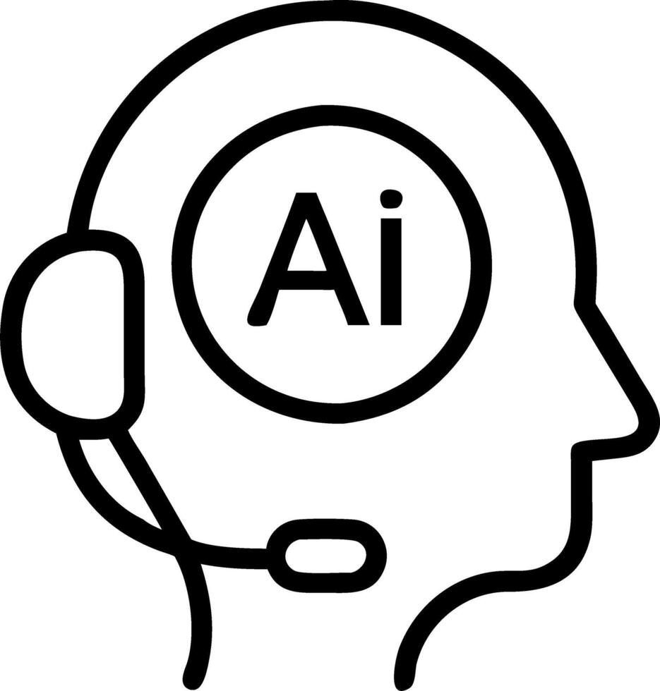 Close up of headset with AI symbol glowing with copy space vector