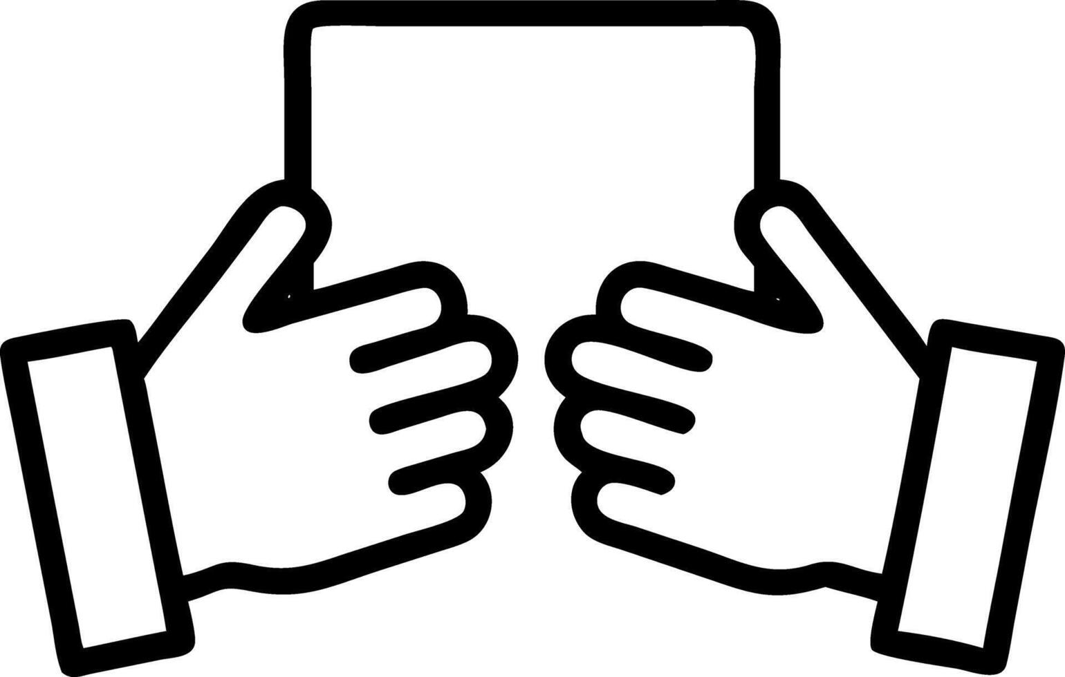 Close Up of Hands Sharing Ideas on Digital Platform vector