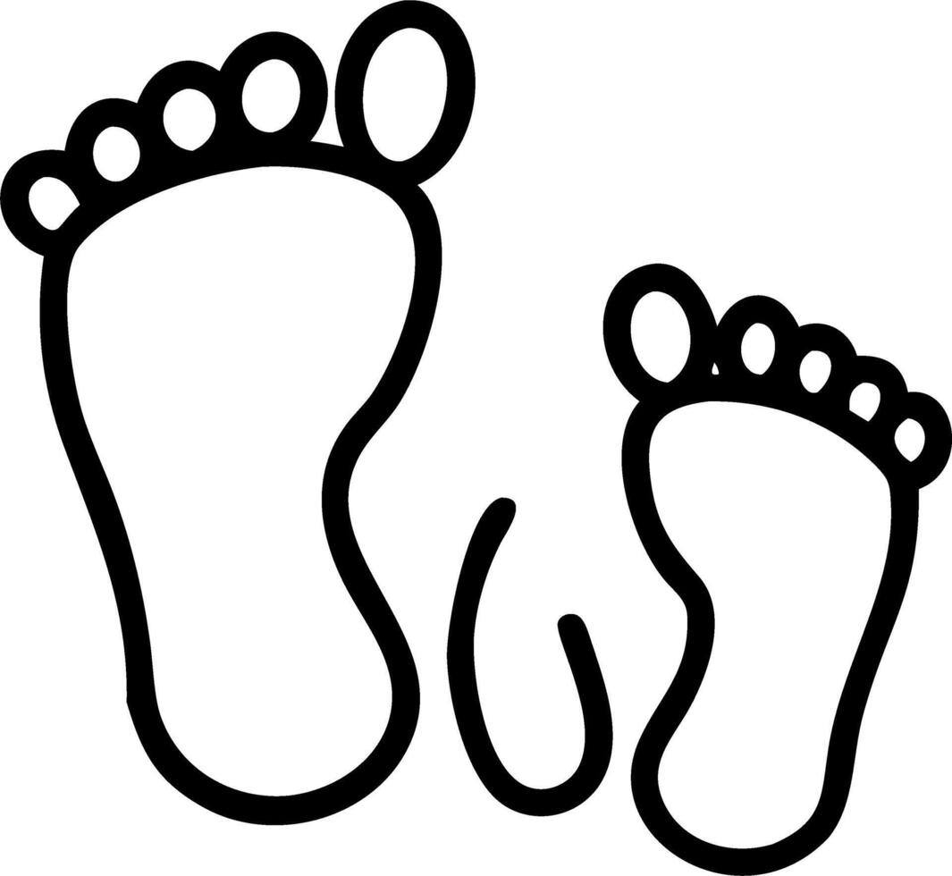 Close up of Father and Child Feet Walking on Wet Sand vector