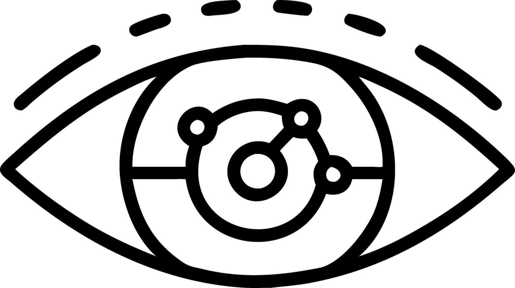 Close up of eye wearing smart contact lens displaying data vector