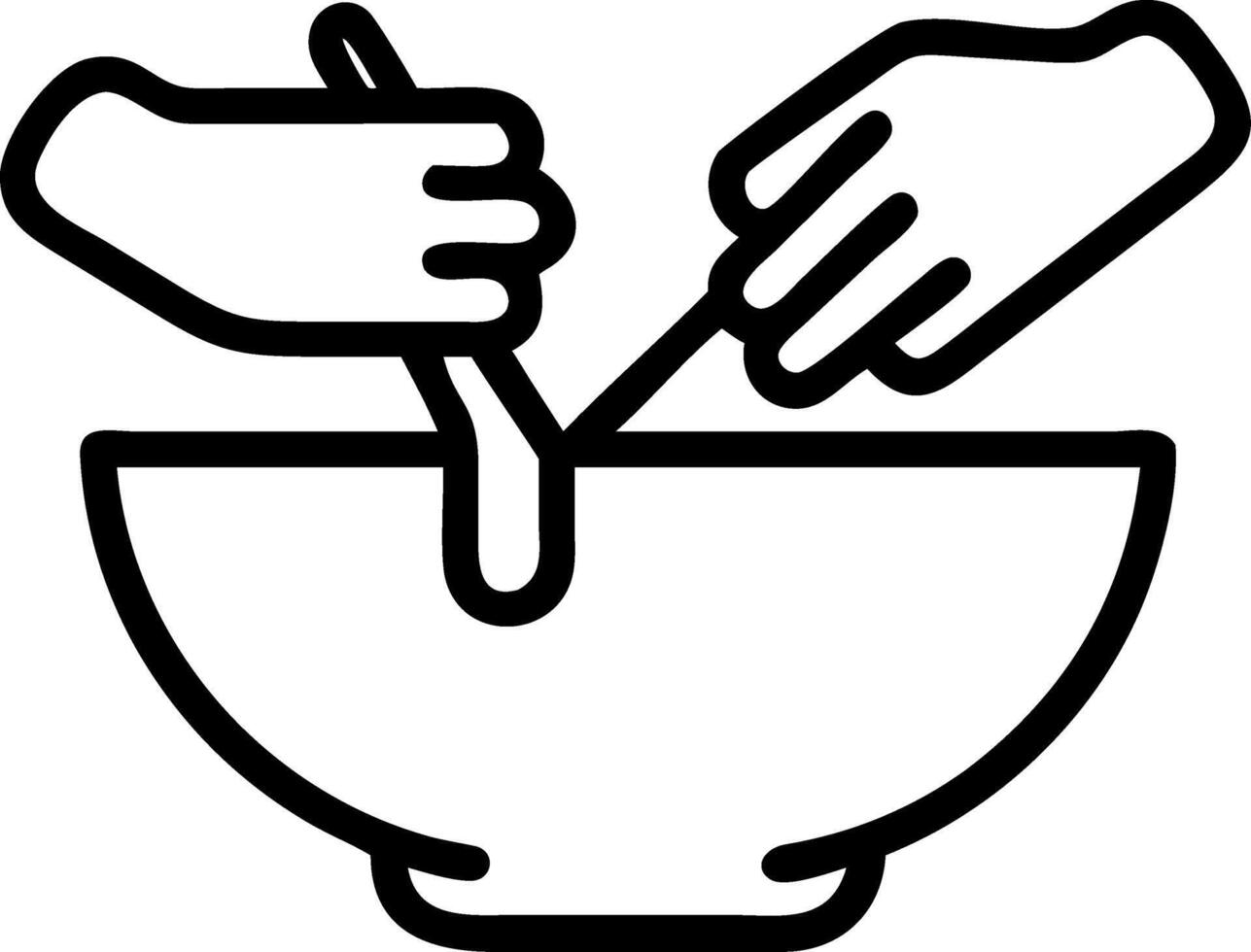Close Up of Family Mixing Ingredients in a Bowl vector