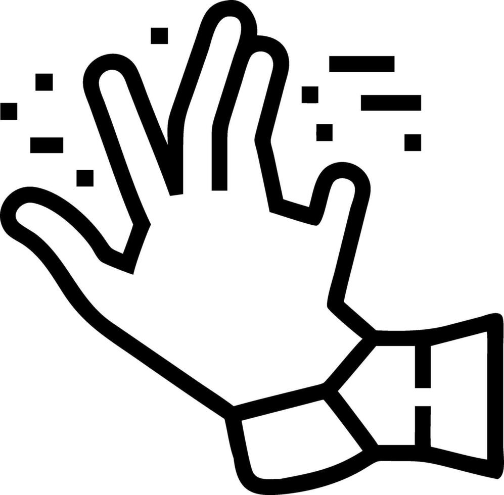Close up of employees hand reaching towards holographic data in VR vector