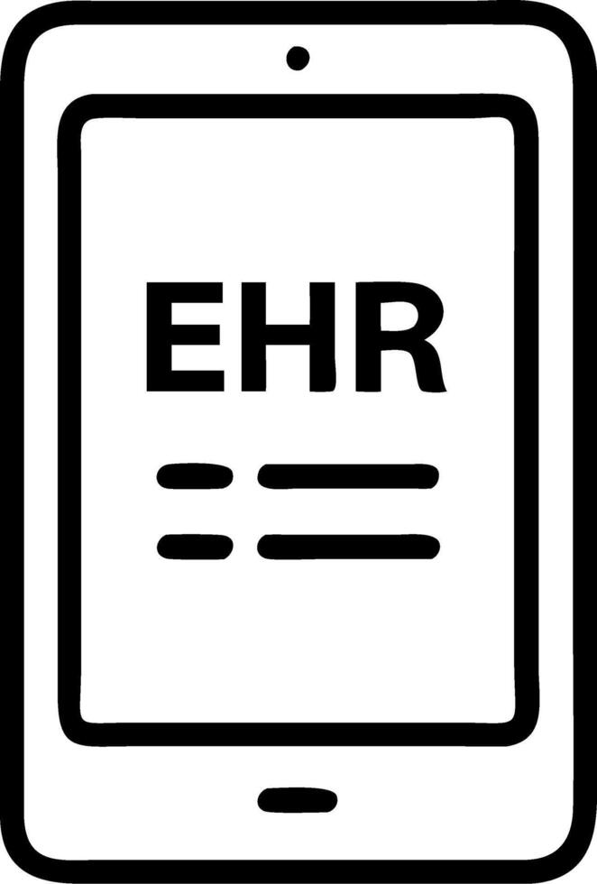 Close up of electronic health record on tablet screen with copy space vector