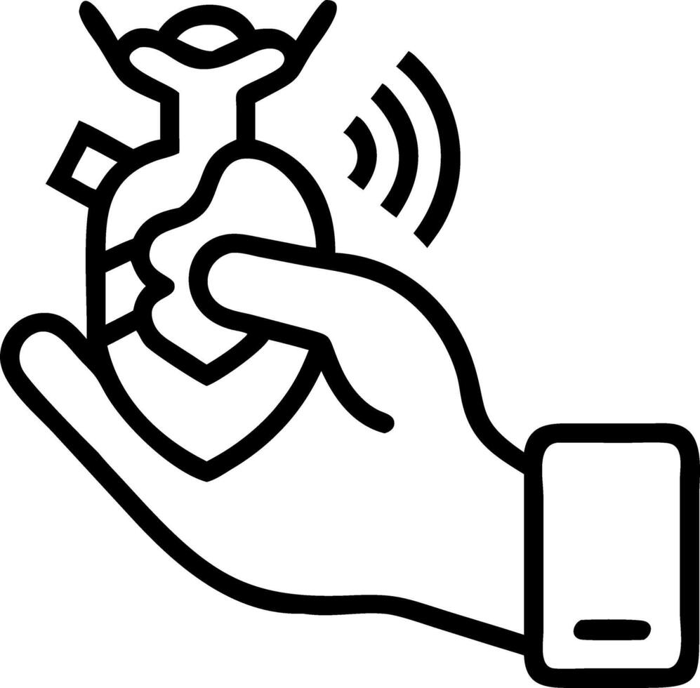 Close up of doctor hand holding holographic heart projection with copy space vector