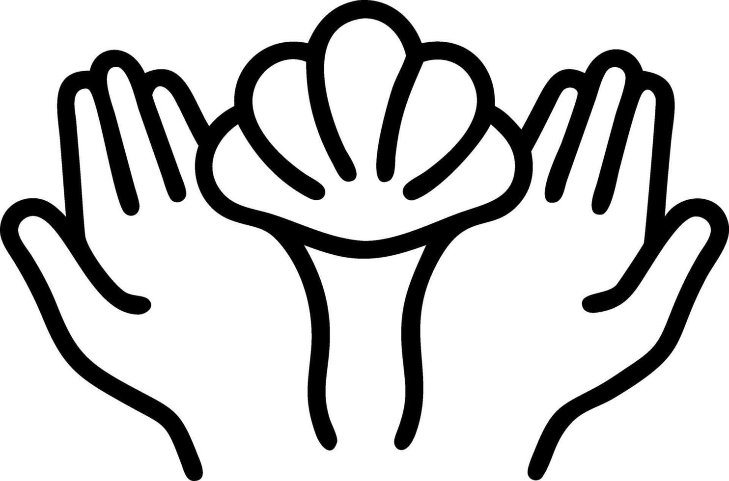 Close up of Childs Hands Holding a Seashell vector