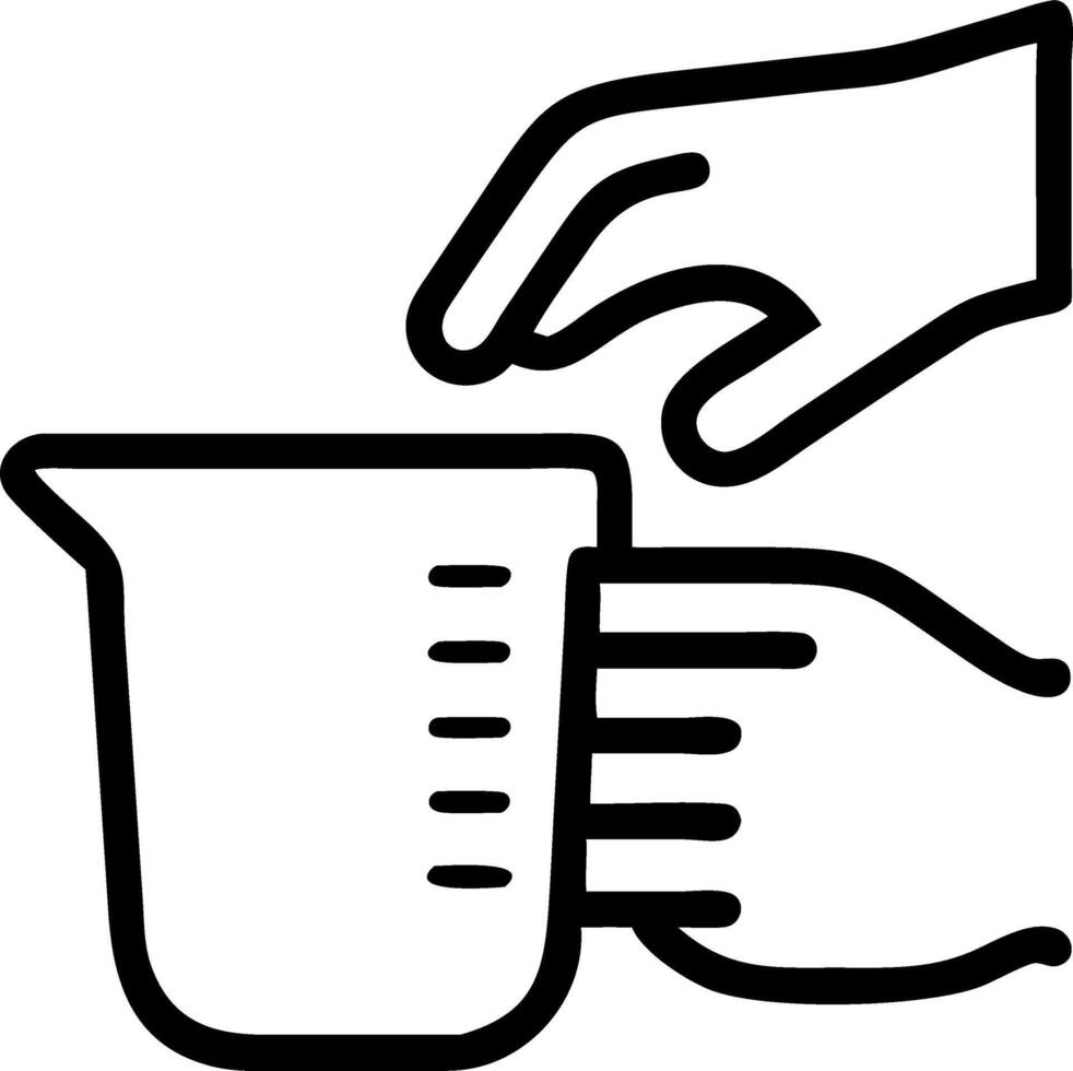 Close Up of Child Hands Holding Measuring Cup vector