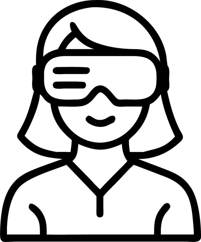 Close up of businesswoman using VR headset in office vector
