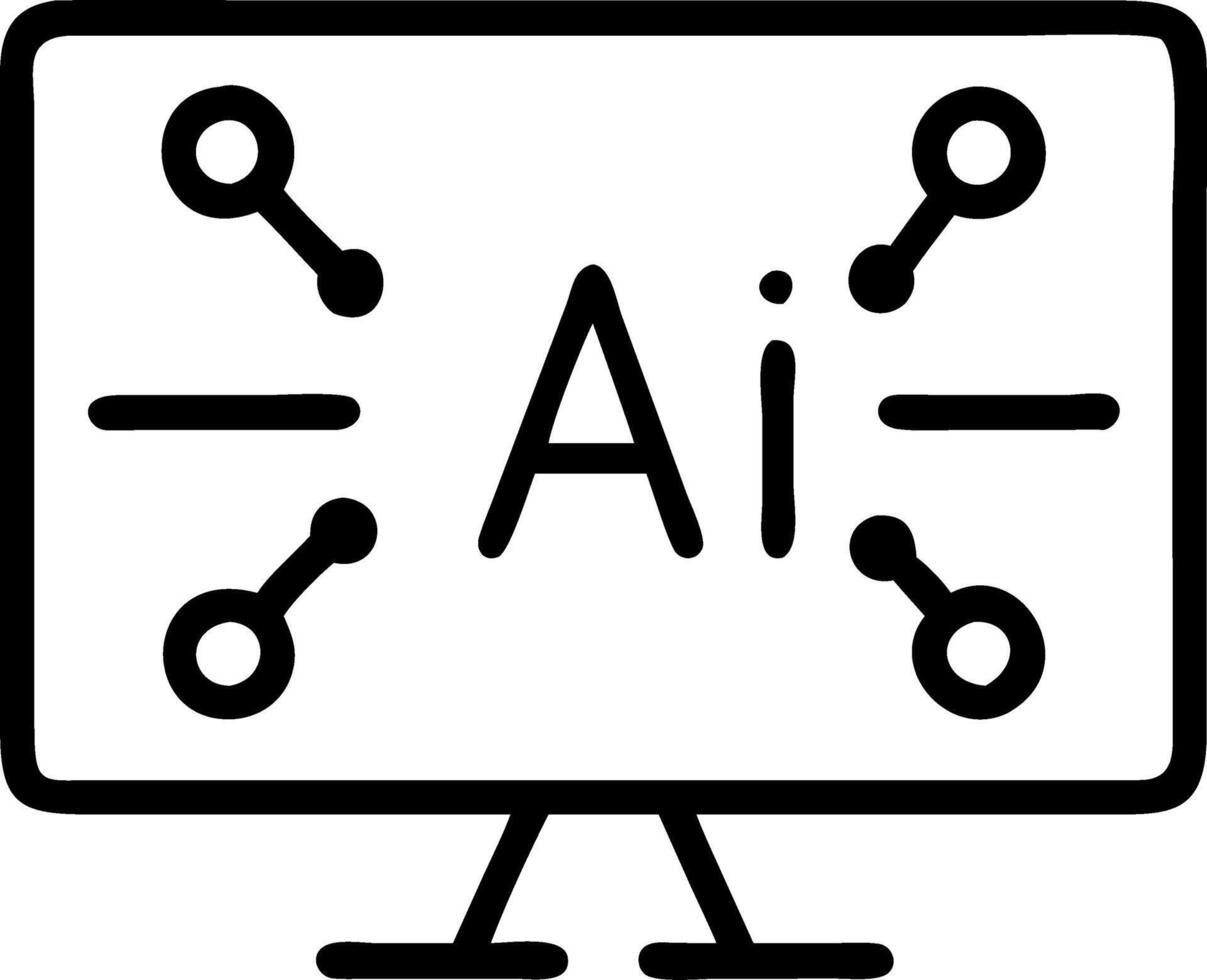 Close up of AI neural network diagram on screen with copy space vector