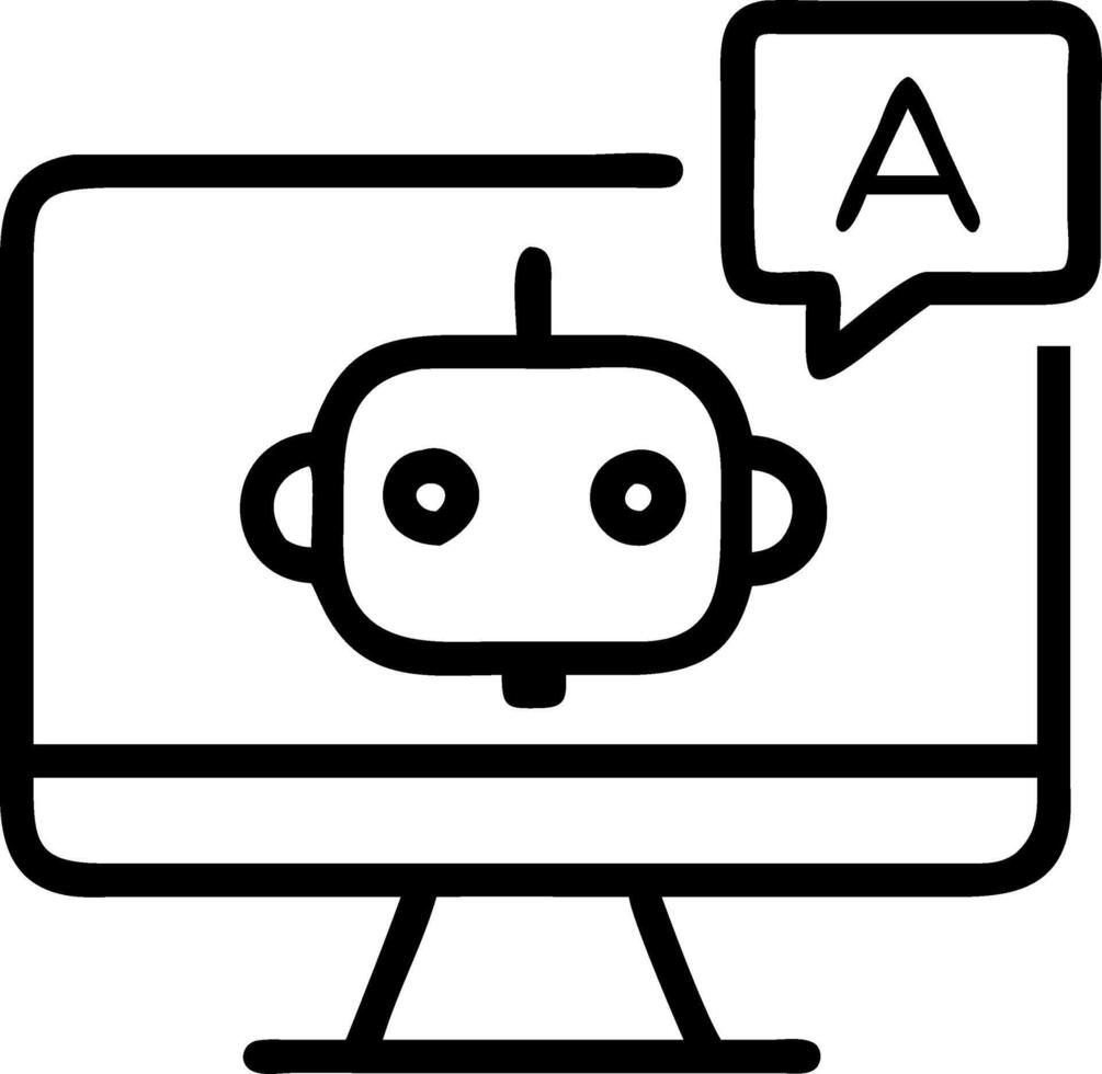 Close up of AI chatbot icon on computer screen with copy space vector