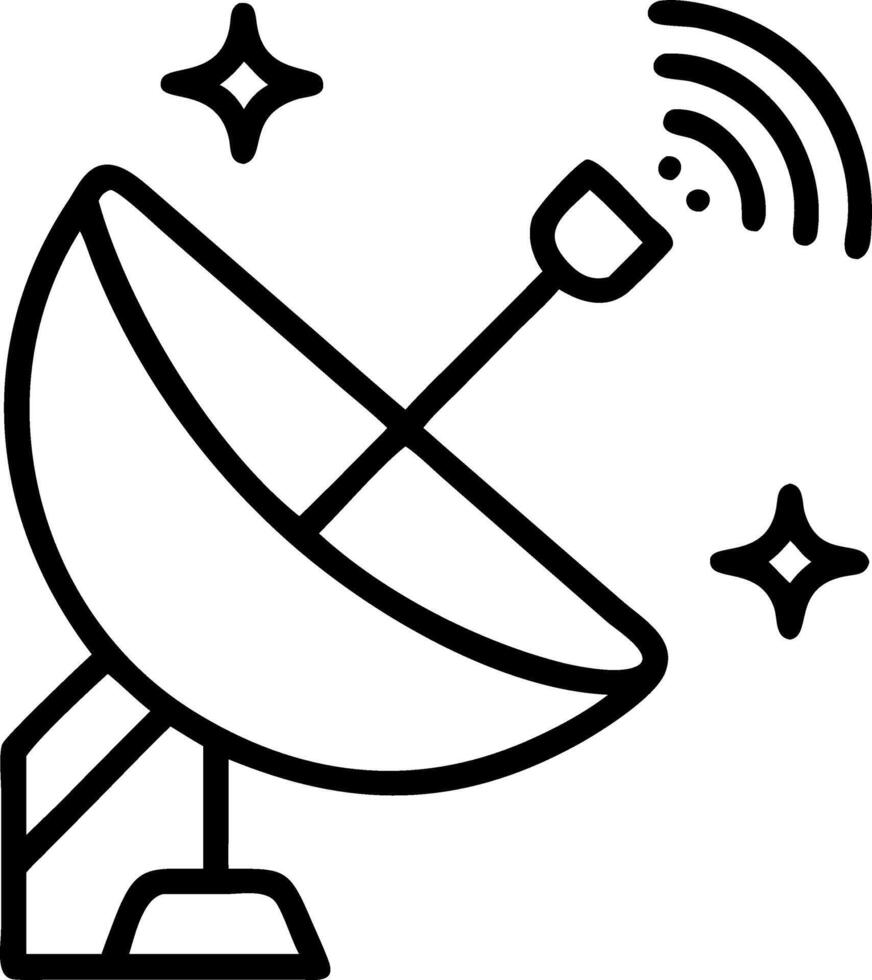 Close up of a satellite dish against a starry sky vector