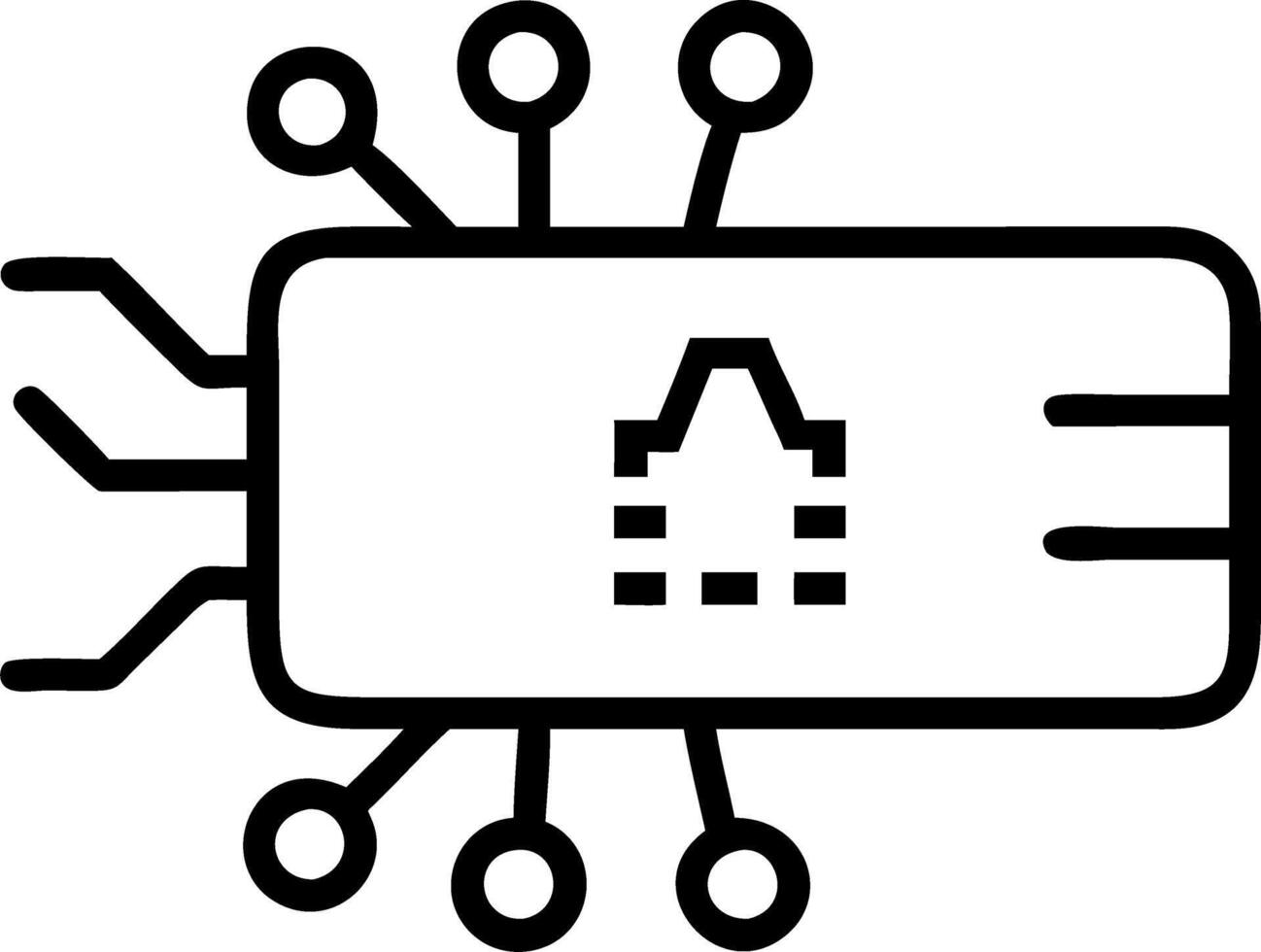 Close up of a credit card chip with AI symbols vector