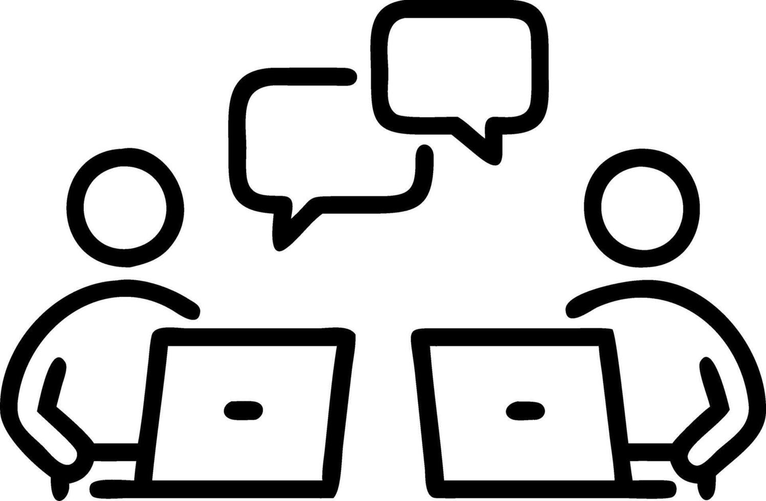 Casual Creative Brainstorming with Laptops vector