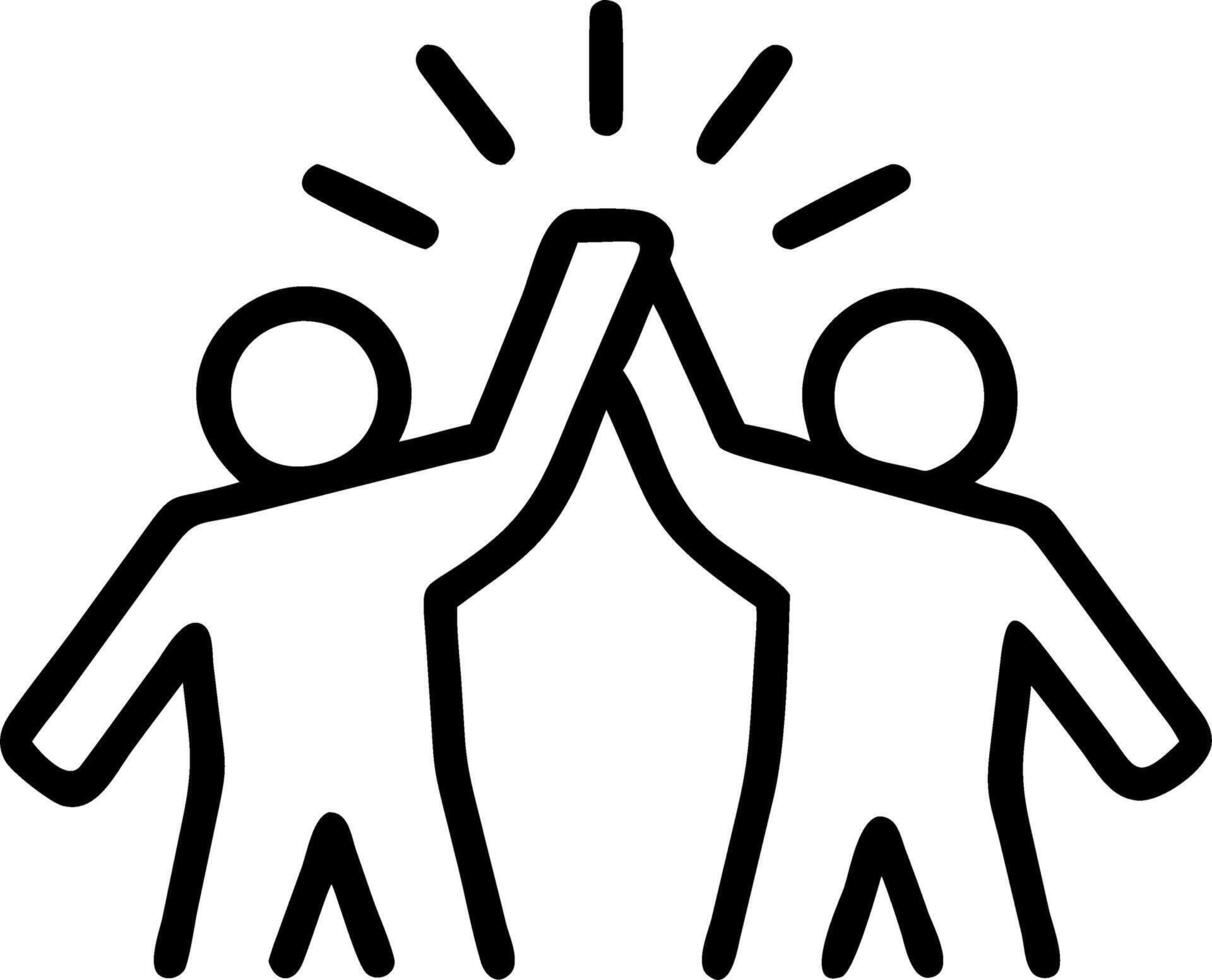 Candid Team High Five After Reaching Sales Goal vector