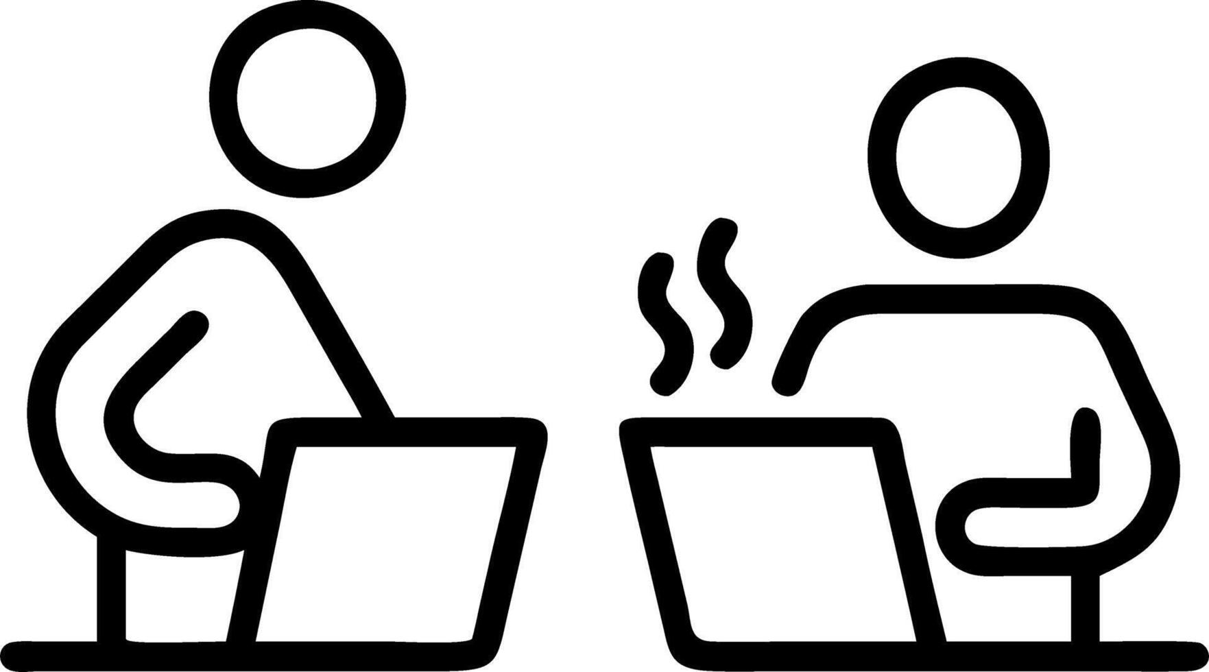 Candid Shot of People Working on Laptops in a Cozy Cafe vector
