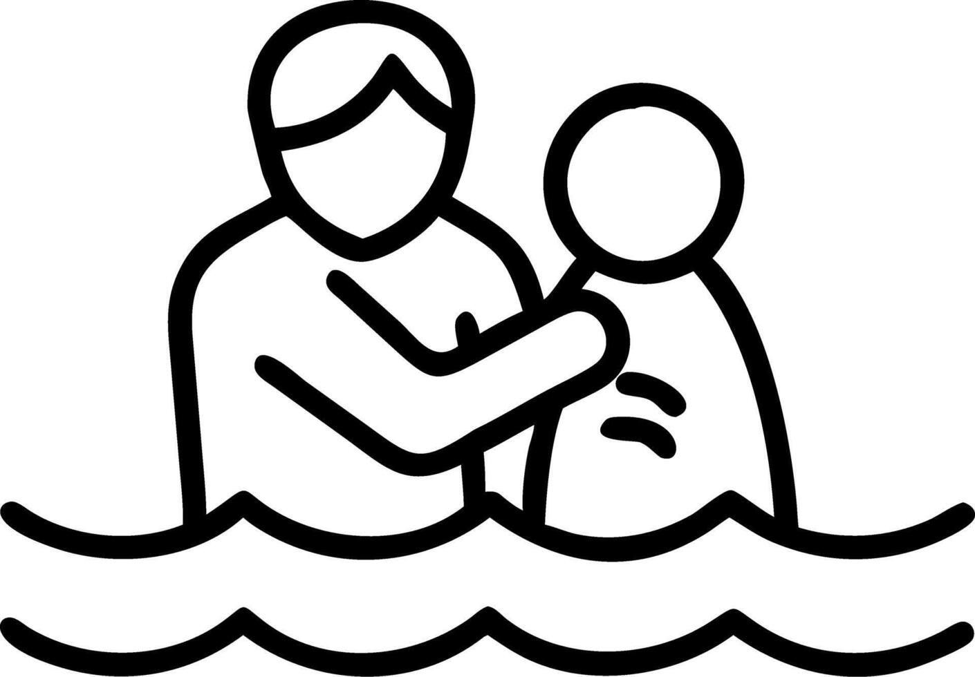 Candid Parents Comforting Child After a Wave Splash vector