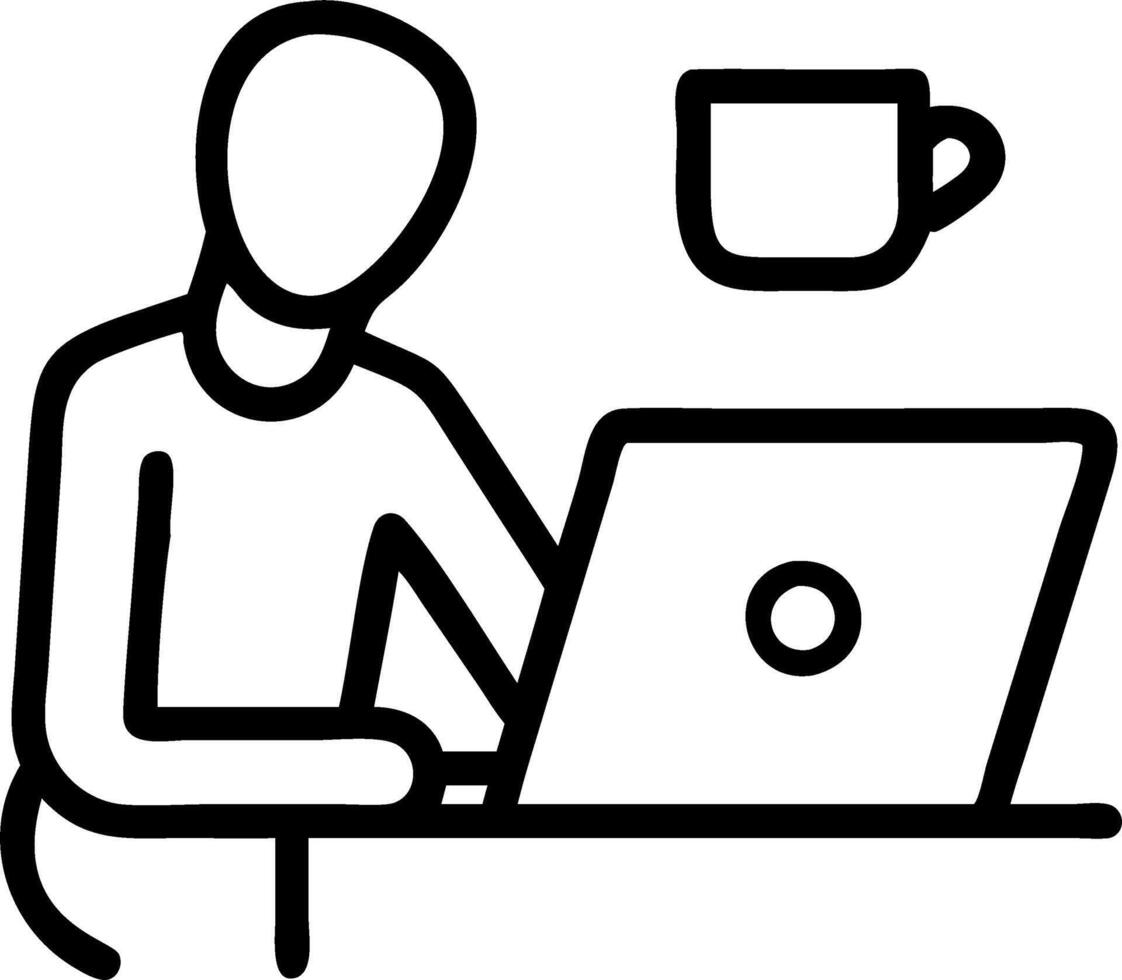 Candid Freelancer Designing Graphics in a Cafe vector
