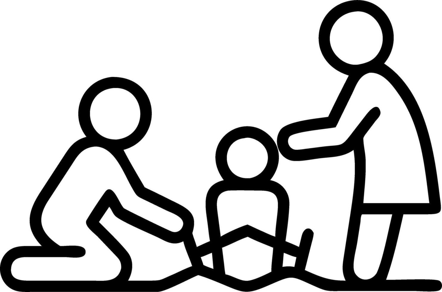 Candid Family Building Sandcastles Together vector
