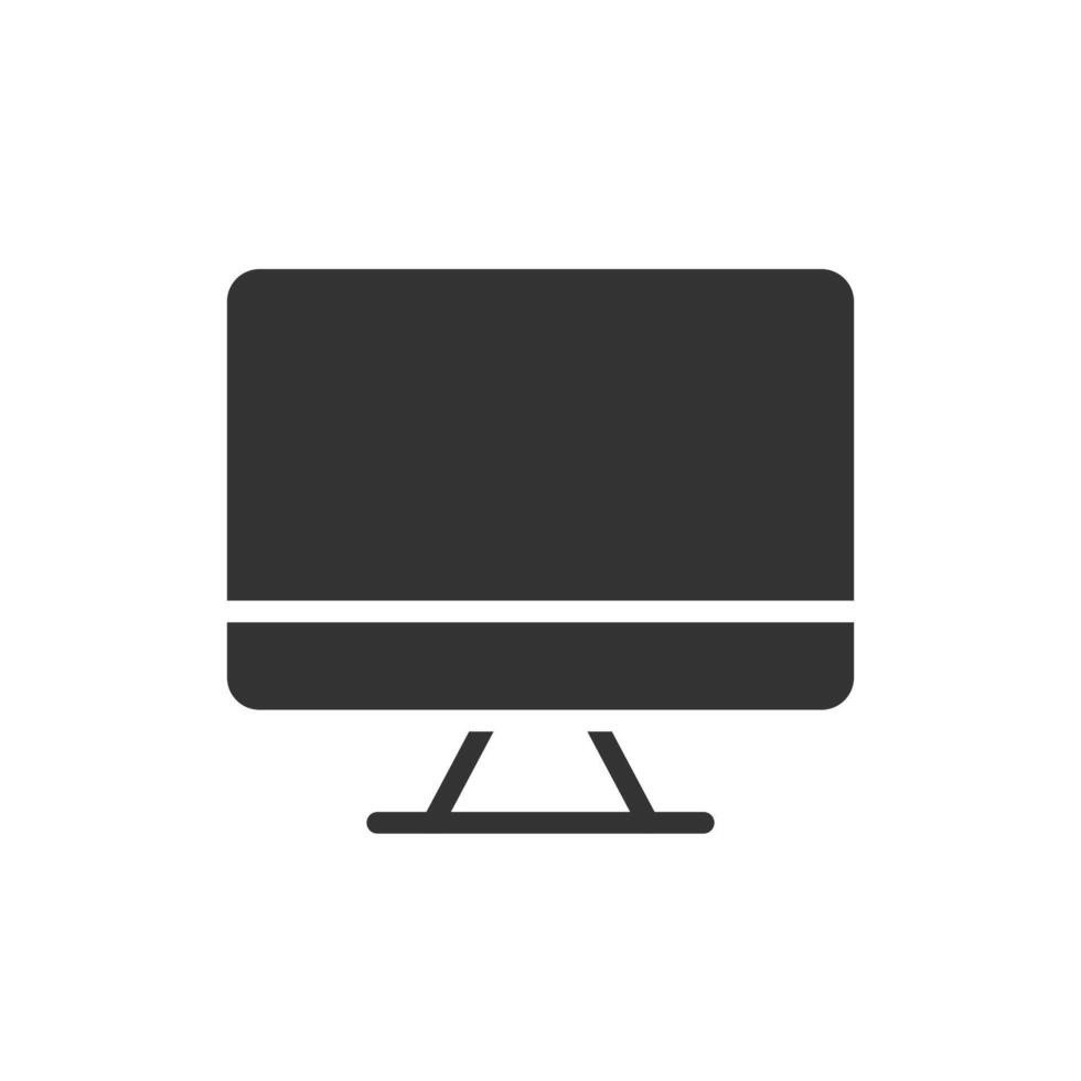 A black and white computer monitor icon on a white background vector
