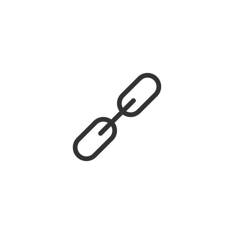 A black and white line icon of a link vector
