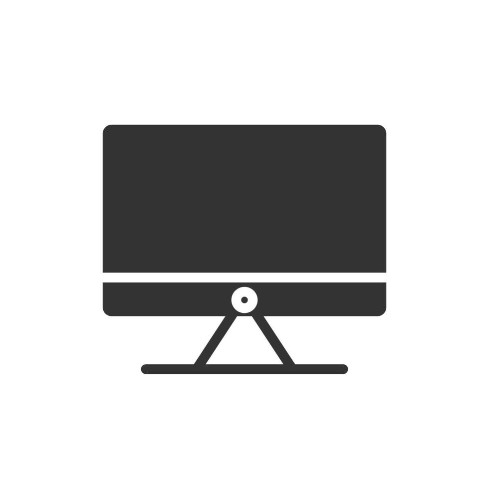 A black and white computer monitor icon on a white background vector