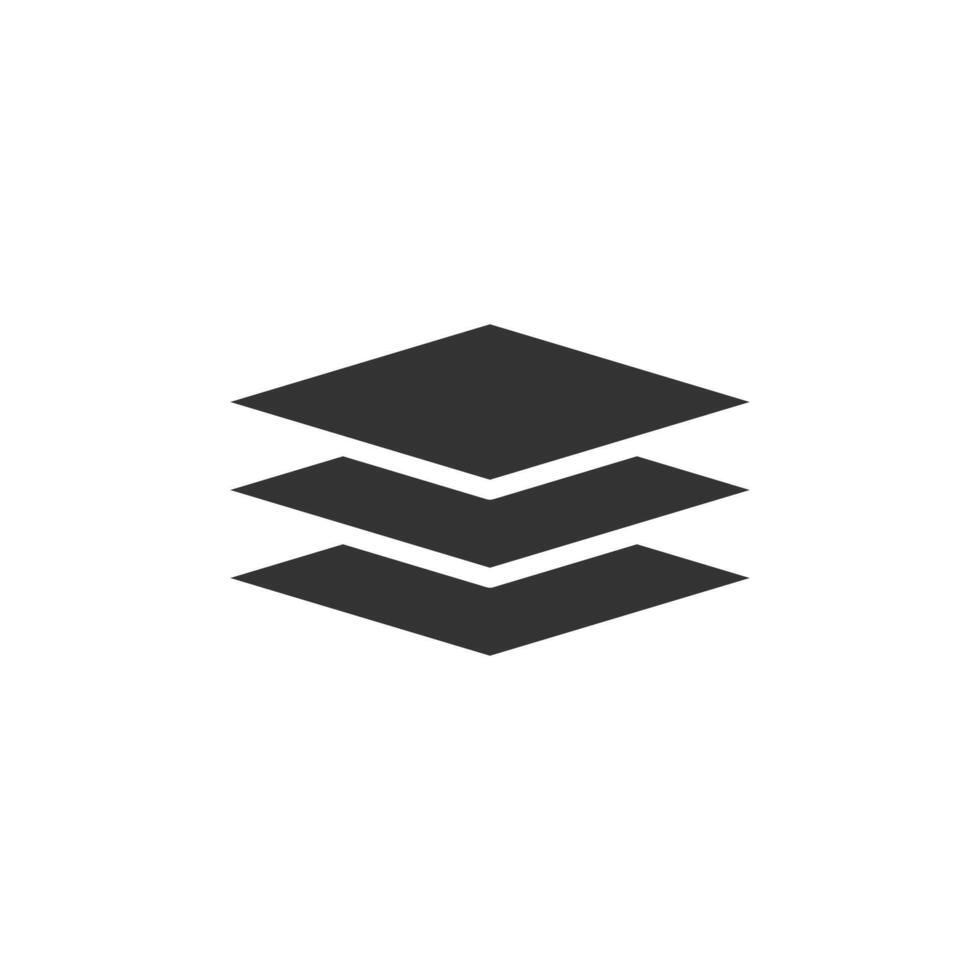 A black and white logo of a stack of three cubes vector