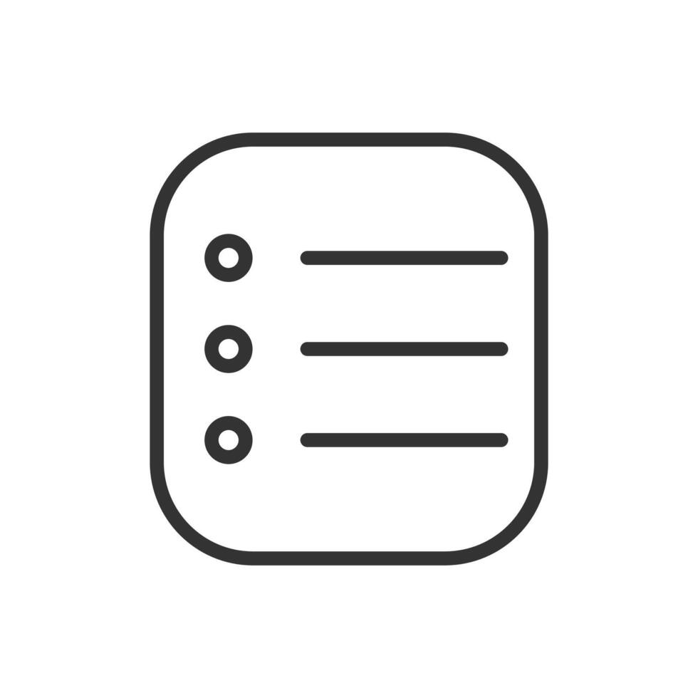 A black and white icon of a checklist vector