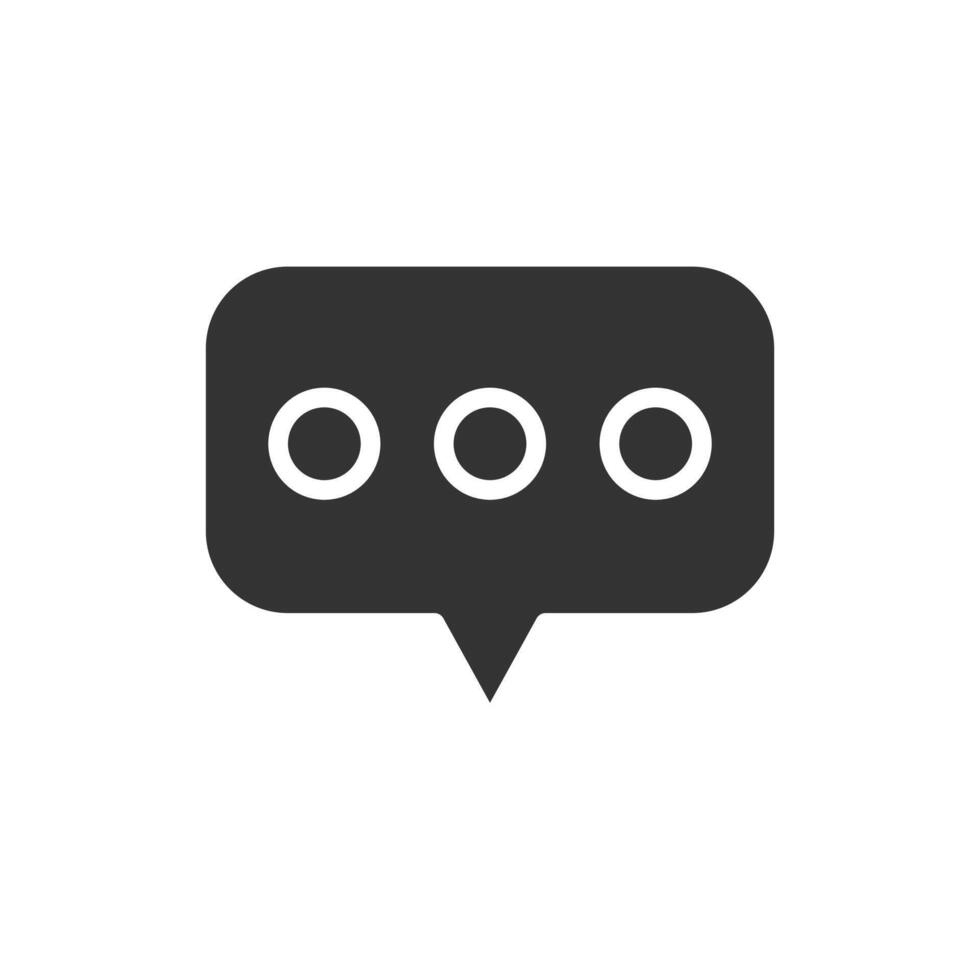 A black and white speech bubble with three circles vector
