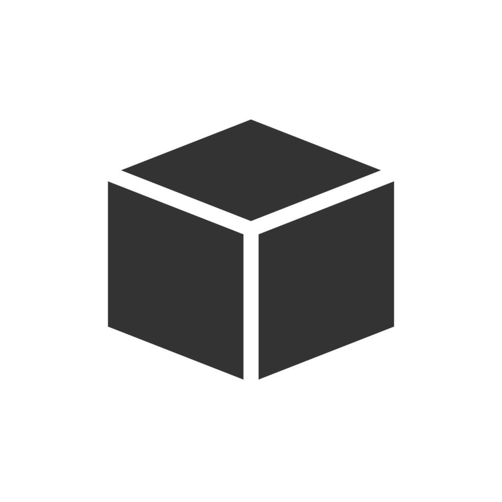 A black and white cube icon on a white background vector