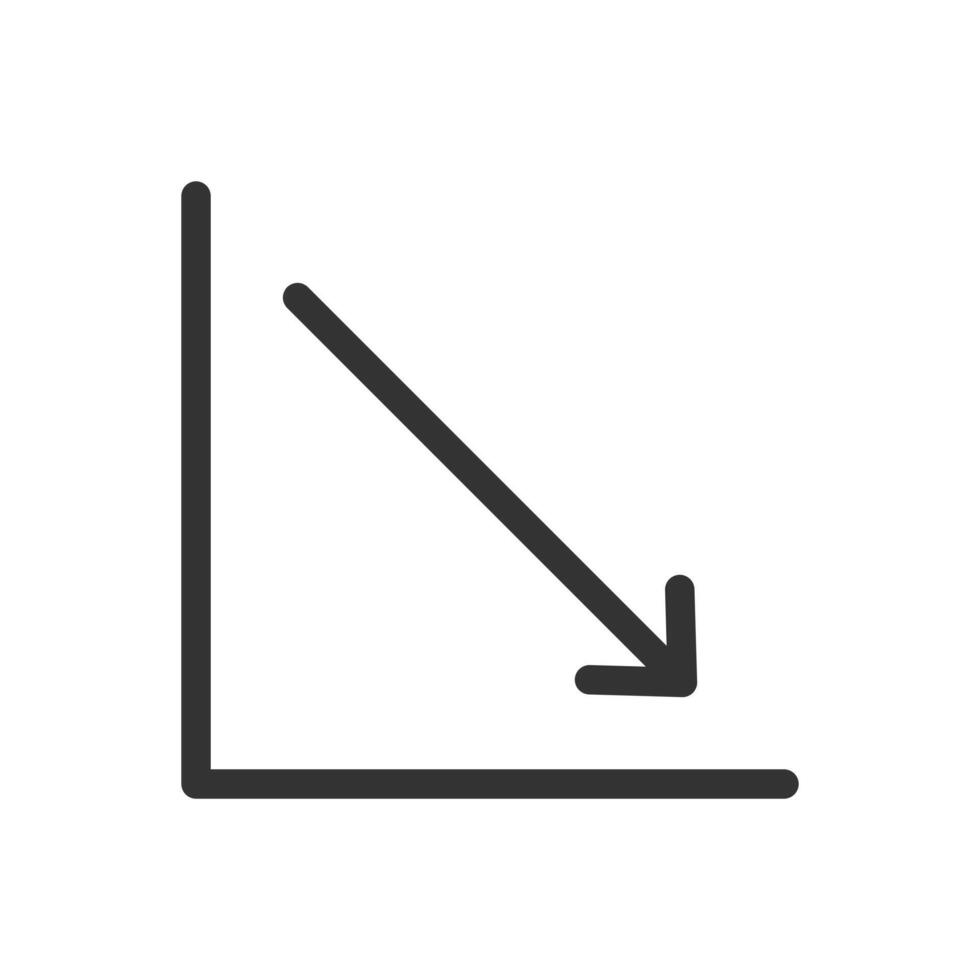 A line drawing of an arrow going down vector